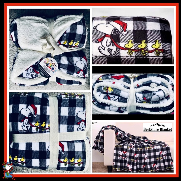 Berkshire Other - Berkshire Snoopy Plaid Christmas Sherpa Blanket